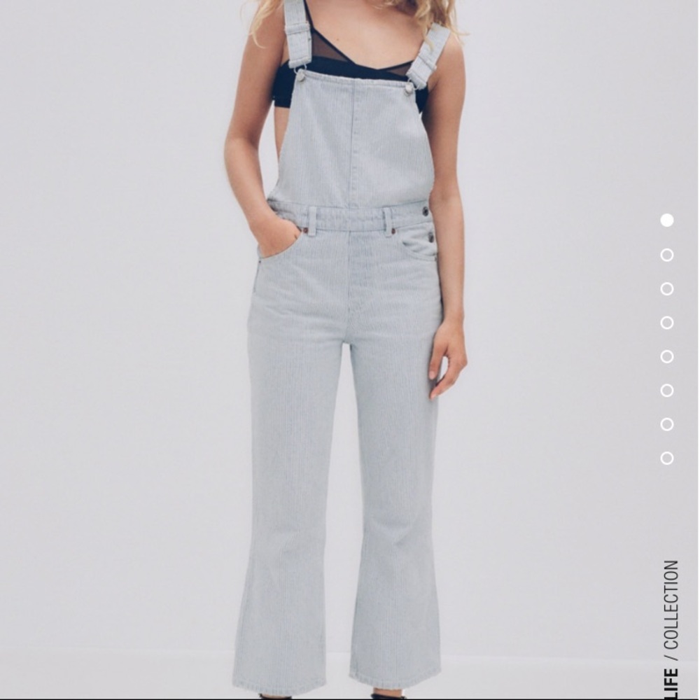 NWT Zara Blue and White Pinstripe Overalls